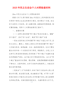 2025年民主生活会个人对照检查材料