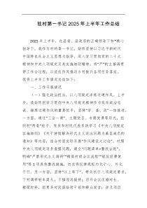 驻村第一书记2025年上半年工作总结