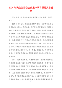 2025年民主生活会会前集中学习研讨发言提纲
