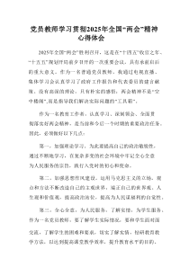 党员教师学习贯彻2025年全国“两会”精神心得体会