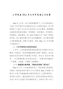 公司党委20XX年上半年党建工作报告