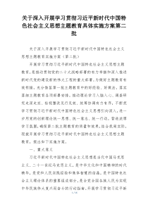 关于深入开展学习贯彻习近平新时代中国特色社会主义思想主题教育具体实施方案第二批