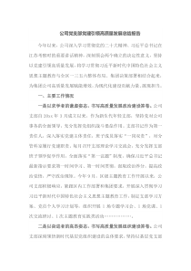 公司党支部党建引领高质量发展总结报告