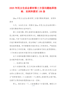 2025年民主生活会素材第三方面问题起草指南、实例和素材106条