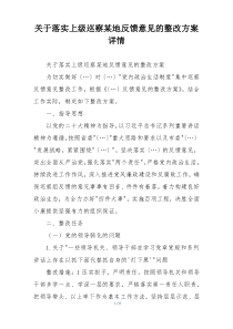 关于落实上级巡察某地反馈意见的整改方案详情