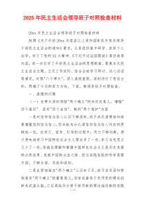 2025年民主生活会领导班子对照检查材料
