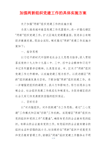 加强两新组织党建工作的具体实施方案