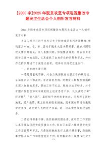 2025年脱贫攻坚专项巡视整改专题民主生活会个人剖析发言材料