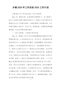 乡镇2025年工作总结2025工作计划