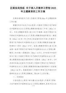 区商务局党组 关于深入开展学习贯彻2025年主题教育的工作方案