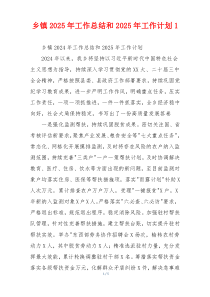 乡镇2025年工作总结和2025年工作计划1