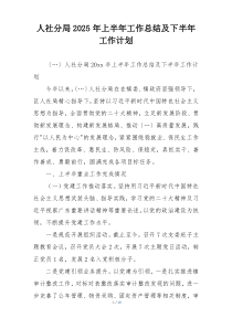 人社分局2025年上半年工作总结及下半年工作计划