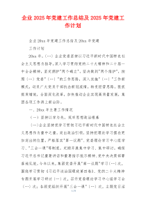 企业2025年党建工作总结及2025年党建工作计划