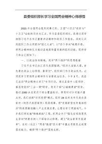 县委组织部长学习全国两会精神心得感悟