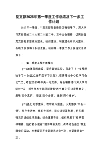 党支部2025年第一季度工作总结及下一步工作计划.docx