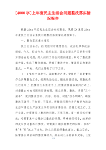 上年度民主生活会问题整改落实情况报告