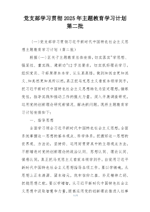 党支部学习贯彻2025年主题教育学习计划第二批