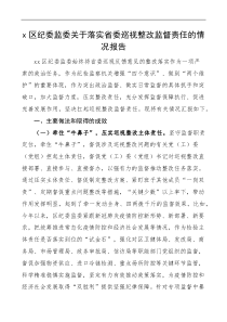 区纪委监委关于落实巡视整改监督责任的情况报告