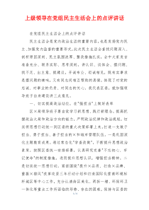 上级领导在党组民主生活会上的点评讲话