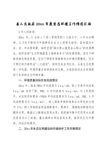 县人民政府20XX年度生态环境工作情况汇报
