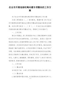 在全市开展违规吃喝问题专项整治的工作方案