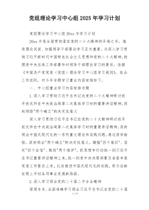 党组理论学习中心组2025年学习计划