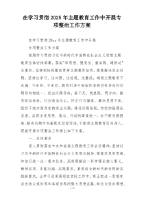 在学习贯彻2025年主题教育工作中开展专项整治工作方案