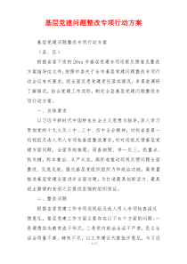 基层党建问题整改专项行动方案