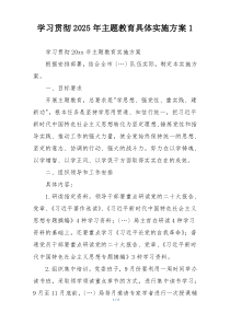 学习贯彻2025年主题教育具体实施方案1