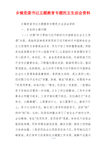 乡镇党委书记主题教育专题民主生活会资料