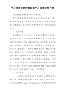 学习贯彻主题教育理论学习具体实施方案
