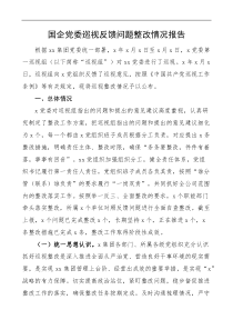 国企党委巡视反馈问题整改情况报告