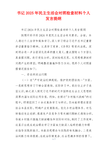 书记2025年民主生活会对照检查材料个人发言提纲