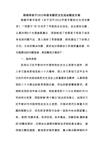 局领导班子2022年度专题民主生活会整改方案