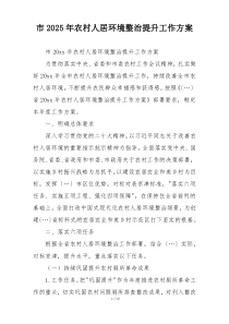 市2025年农村人居环境整治提升工作方案