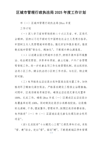 区城市管理行政执法局2025年度工作计划