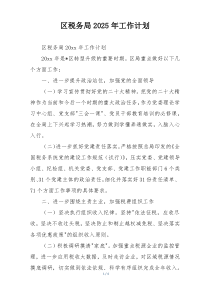 区税务局2025年工作计划
