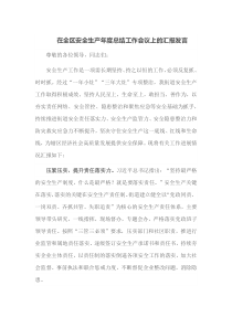 在全区安全生产年度总结工作会议上的汇报发言