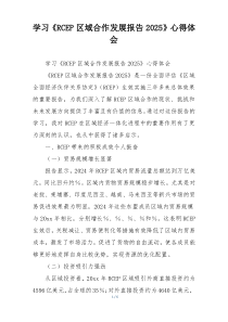 学习《RCEP区域合作发展报告2025》心得体会