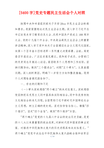 党史专题民主生活会个人对照