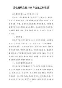 县住建局党委202X年党建工作计划