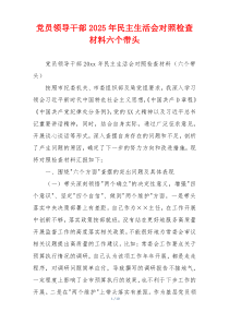 党员领导干部2025年民主生活会对照检查材料六个带头