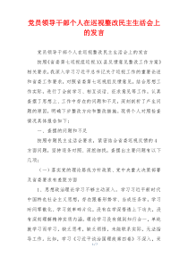 党员领导干部个人在巡视整改民主生活会上的发言
