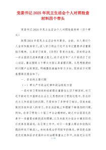 党委书记2025年民主生活会个人对照检查材料四个带头