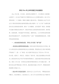 学校20XX年上半年党建工作总结报告