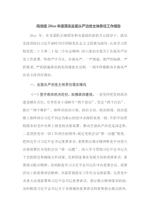 局党组20XX年度落实全面从严治党主体责任工作报告
