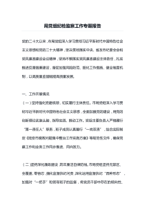 局党组纪检监察工作专题报告