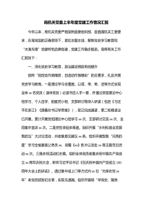 局机关党委上半年度党建工作情况汇报