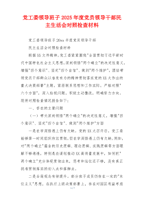 党工委领导班子2025年度党员领导干部民主生活会对照检查材料