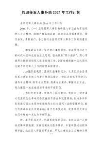 县退役军人事务局2025年工作计划